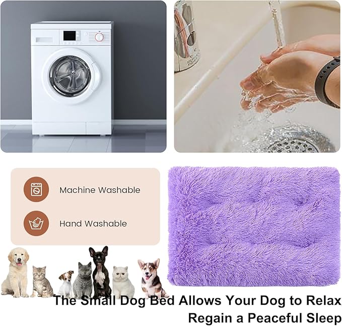 Dog Crate Mat, Dog Bed for Large Dogs, Comfy Fluffy Kennel Pad Anti-Slip for Dog beds & Furniture, Quilted Dog Bed for Pets for Medium/Small Dogs Cats (Color : Purple, Size : 16.9x11)