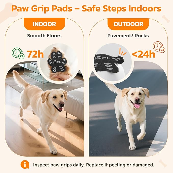 Non-Slip Dog Paw Protector Pads for Senior Dogs, Dog Paw Traction Stickers with Anti-Slip Rubber, Help Dogs Walk on Hardwood Floor, Pink 48pcs, XXXL for 80+lbs