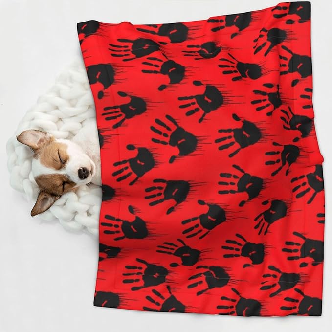Reversible Plush Dot Pet Blanket for Dogs and Cats, Funny Bloody Horror Halloween Theme, Ultra Soft Two Sided Design with Warm Fuzzy Side and Smooth Side for Comfort