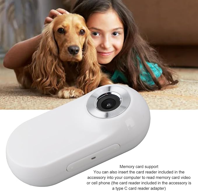 Cat Camera Collar - 170° Wide Angle Pet Dog Collar Camera with 0.96 Inch LCD Screen, Multi Fuctional Pet Cat for Video Records, White