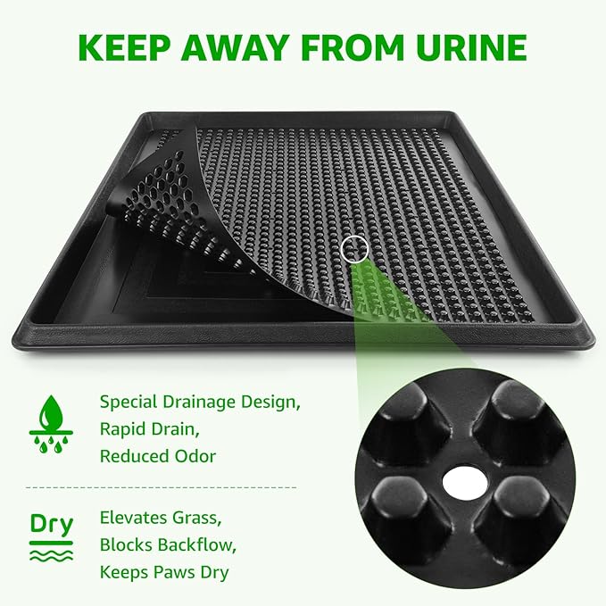 Dog Grass Pet Loo Indoor/Outdoor Portable Potty, Dog Litter Box, Artificial Grass Patch Bathroom Mat and Washable Pee Pad for Puppy Training, Full System with Trays (Pet Training Tray, 20"x25")