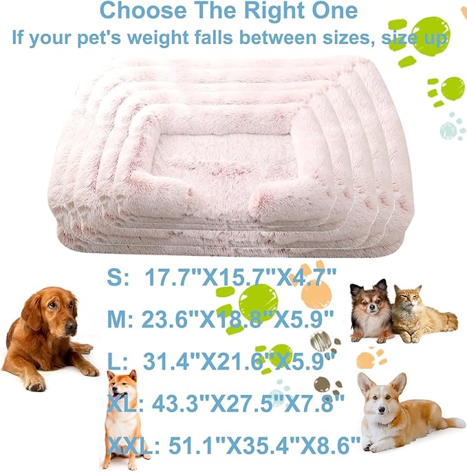 Dog Beds Large Sized dog Orthopedic, Sofa Dog Bed with Waterproof Lining and Nonskid Bottom, Rectangle Washable Dog Bed for Medium Small Dogs and Cats Comfortable ( Color : Pink , Size : 31 x 21" )