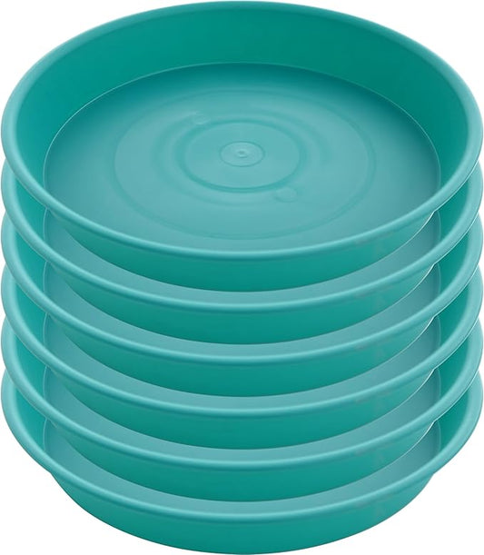 6 Pack of 6 inch Plant Saucer Drainage Tray, 4 5 7 8 10 12 13 15 17 19 inch Plastic Plant Water Tray, Flower Saucers for Indoors, Plant Dishes for Pots Base (6 inch, Teal)