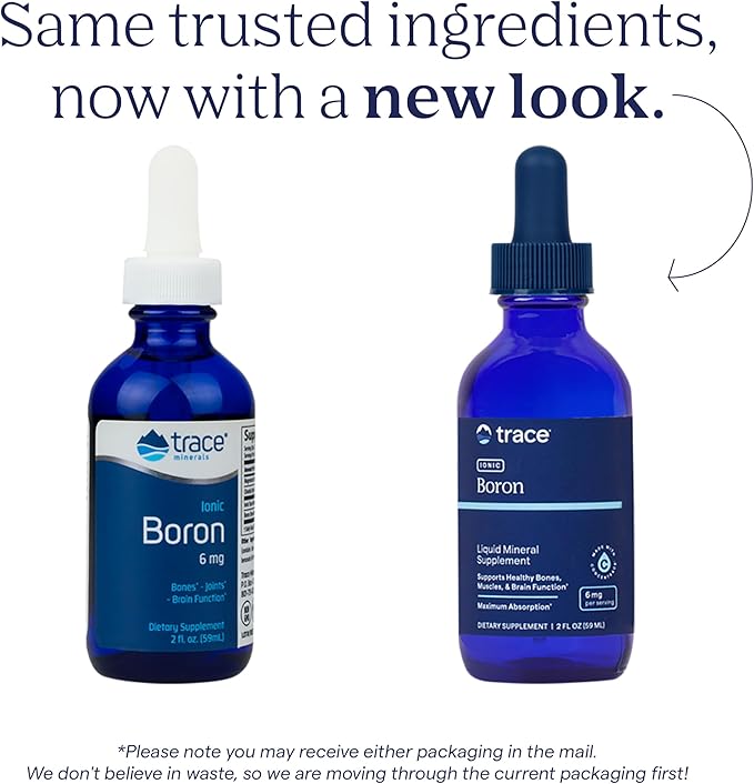 Trace Minerals Ionic Boron - Brain & Bone Support Supplement - Liquid Supplement with Magnesium Aids Healthy Joints & Muscles - Formula Supports Nerve Health & Function - 2 fl oz (About 48 Servings)