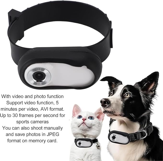 Sorandy Pet Sport Camera, 1080P Dog Tracker Collar, Upgrade 360° Rotating Cat Camera Collar with 6 Layer Optical Glass Lens, 170° Wide Angle Video Image, 2‑3 Hours Working Time