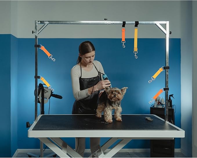Pet Dog Grooming Table Arm Accessories Dog Grooming Loops for Table Arm Extender Adjustable Extension Loop Bathing Restraint Leash for Small & Medium Dogs (Yellow & Orange)