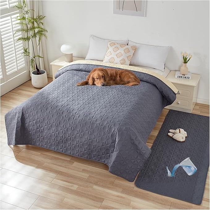 Waterproof Dog Bed Cover Pet Blanket, Soft Pet Couch Covers for Sofa Washable, Bed Couch Sofa Furniture Protector for Puppy Cat Kids (Grey,210 * 210 CM)
