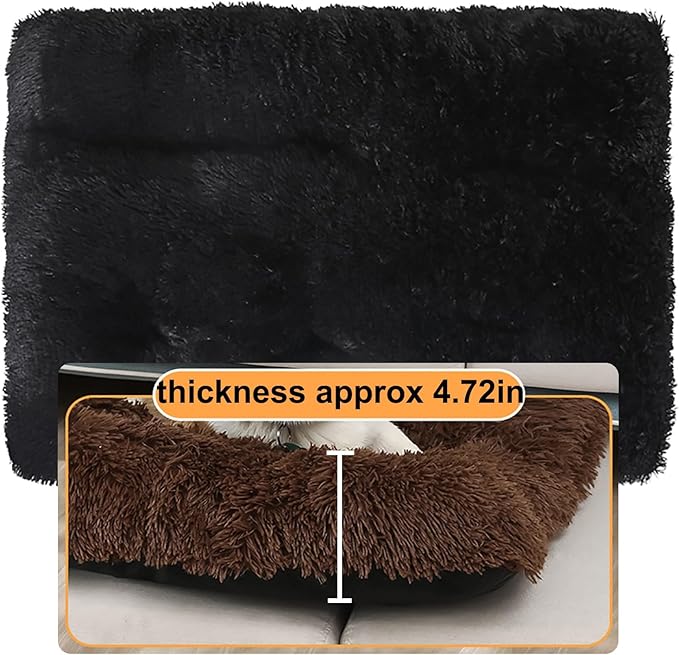 Dog Crate Mat, Dog Bed for Large Dogs, Comfy Fluffy Kennel Pad Anti-Slip for Dog beds & Furniture, Quilted Dog Bed for Pets for Medium/Small Dogs Cats (Color : Black, Size : 43x29)