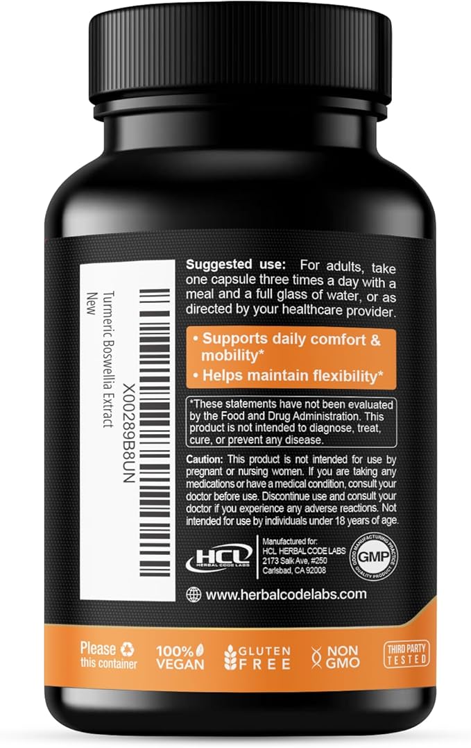 Turmeric Boswellia Extract Supplement 2000 mg – Extra Strength Boswellia Serrata with Turmeric Curcumin - 95% Curcuminoids and 65% Boswellic Acid - Standardized High Potency - Made in USA