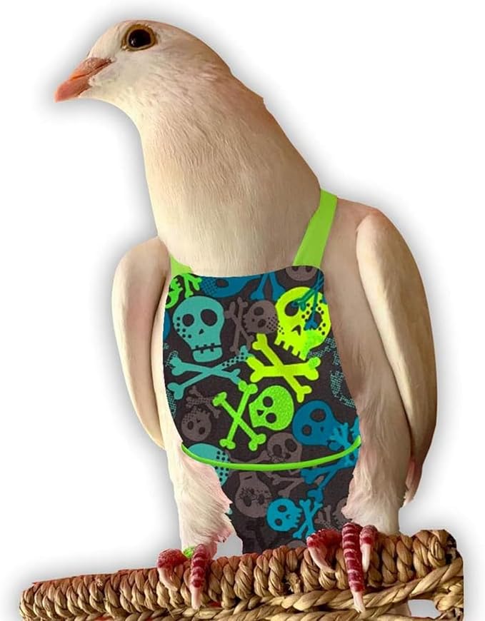 Bev's Bird Boutique Regular Flyper Adjustable Bird Diaper | Reusable, Washable Cloth | Comfort Fit for Parrot, Cockatiels, & Other Small Birds | Fashionable Avian Accessories, Pirate, Size 8