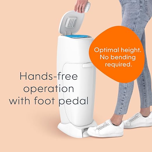 Diaper Genie Complete Pail (White) | Includes 3 Refills that hold up to 810 newborn-size diapers | Includes 1 Carbon Filter