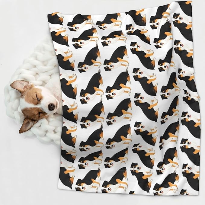 Two Sided Pet Cuddler Blanket for Anxiety Calming, Australian Shepherds Dogs, Reversible Plush Design with Bubble Dot Pattern Provides Familiar Surface Anywhere