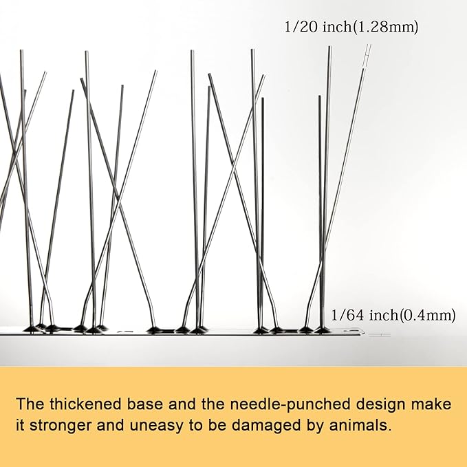 OFFO Bird Spikes with Stainless Steel Base, Durable Bird Spikes Arrow Pigeon Spikes Fence Kit for Keeping Small Bird, Crows and Woodpeckers Away, Covers 17 Feet(5.2m)