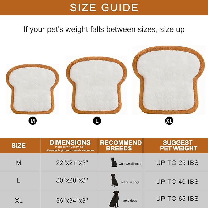 Orthopedic Dog Bed Medium Sizes, Waterproof Toast Dog Bed for Small/Large Dogs Bed The Pet Bed Washable Removable Cover and Non-Slip Bottom Bolster Puppy Kitten Washable Pet Bed