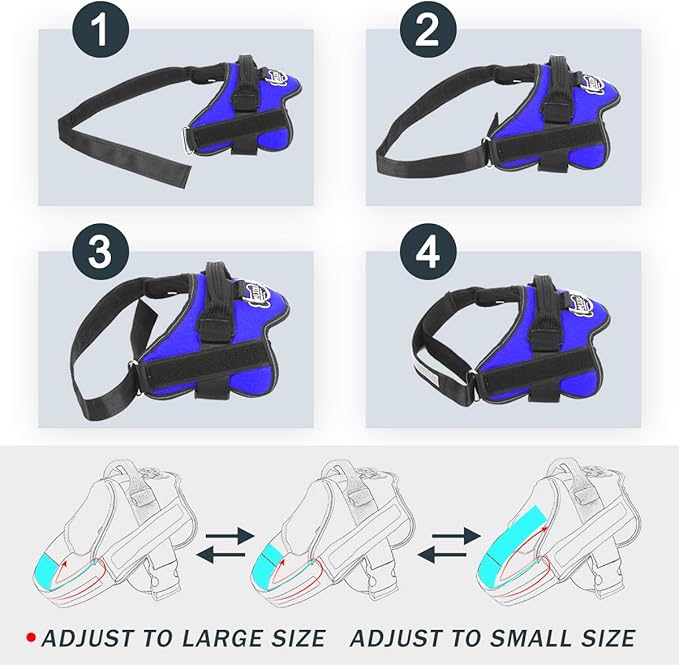 Bolux Dog Harness, No-Pull Reflective Dog Vest, Breathable Adjustable Pet Harness with Handle for Outdoor Walking - No More Pulling, Tugging or Choking (Blue, XL)