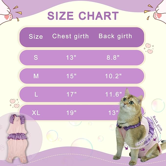 Cat Recovery Suit,Kitten Onesie After Surgery,E-Collar Alternative for Abdominal Wound and Skin Diseases,Soft Breathable Bodysuit After Spay（Beige-s）