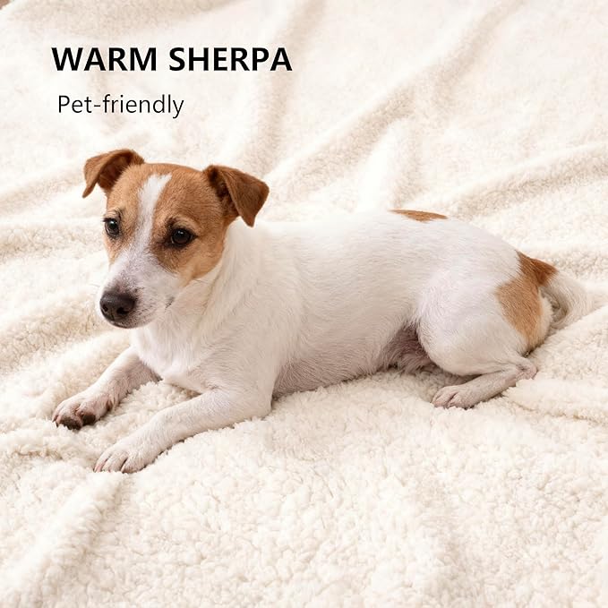 Waterproof Dog Blanket for Large Dog, Leak Proof Pet Sherpa Couch Throw Blankets for Cat, Reversible Sofa Bed Protector Machine Washable-40 x50,Beige