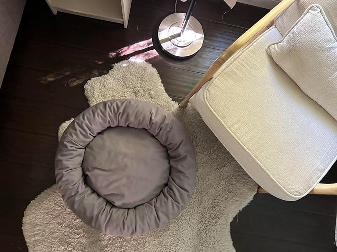 Organic Cotton Canvas Dog Bed: Removable Cover, Natural Fill - Made in USA (Blue Gray, Small 24" x 7" inches)