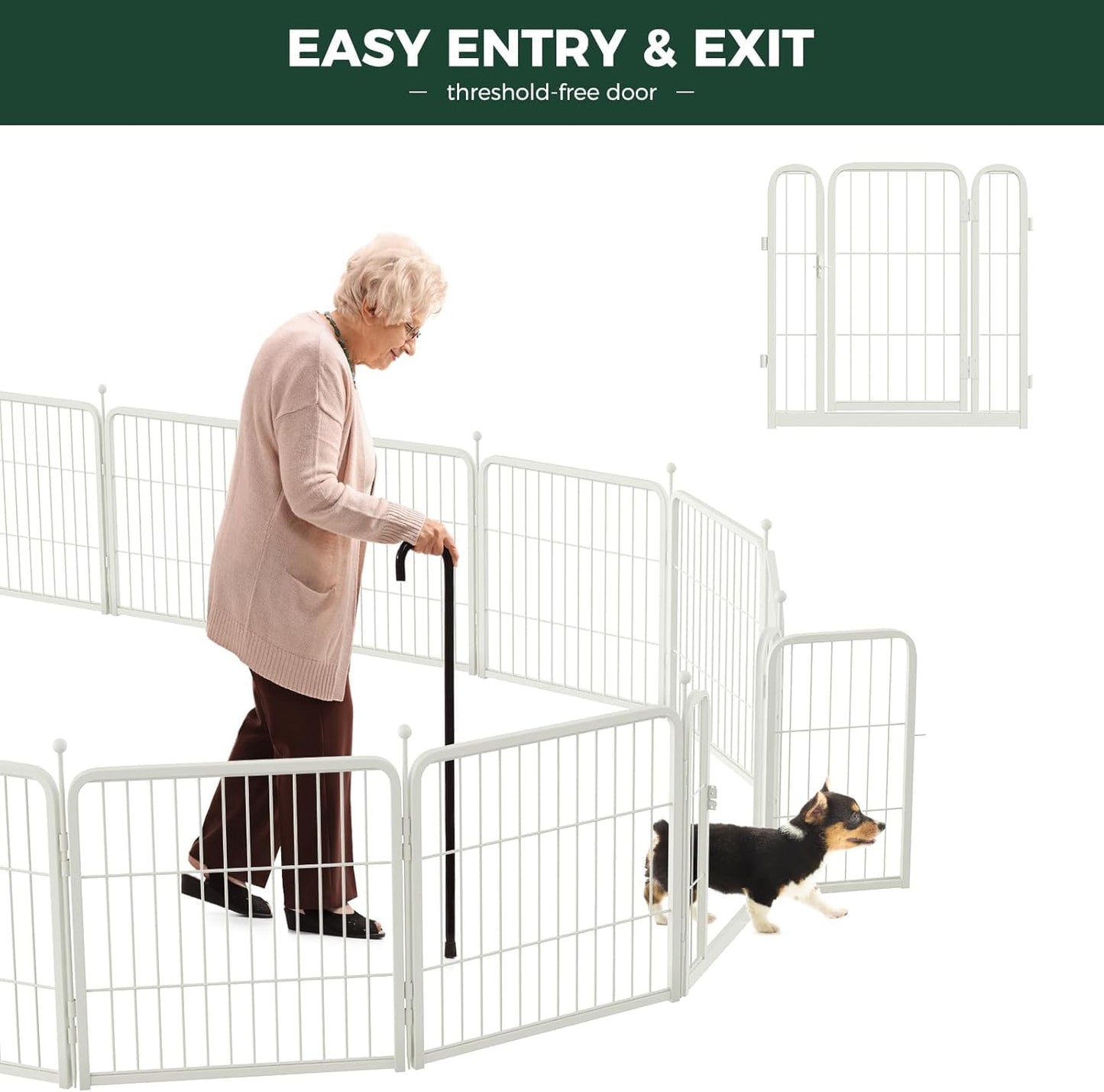 FXW Rollick Unleashed Dog Playpen for Indoor, Yard, RV Camping, 24 inch 32 Panels for Small and Puppy Dogs, White│Patented