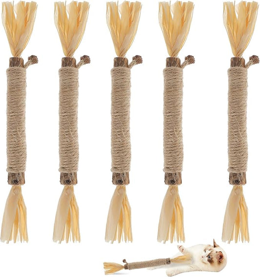 5 PCS Silvervine Sticks for Cats - Natural Cat Chew Toys for Teeth Cleaning, Kitten Teething & Aggressive Chewers