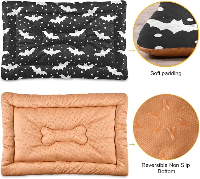 Halloween Bats Pet Bed Cute Dog Bed Mat Absorbing Non Slip Pad Pet Sleeping Mat for Small, Medium, and Large Dogs Puppy Cat 24 in x 18 in