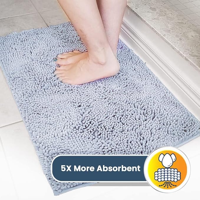 Muddy Mat® | Super Absorbent Door Mat Indoor, Microfiber Quick Dry Chenille Entryway Rug, Non-Slip Front Door Mat, Indoor Mats for Entryway, Machine Washable Pet Rug, Baby Blue 16"x24"