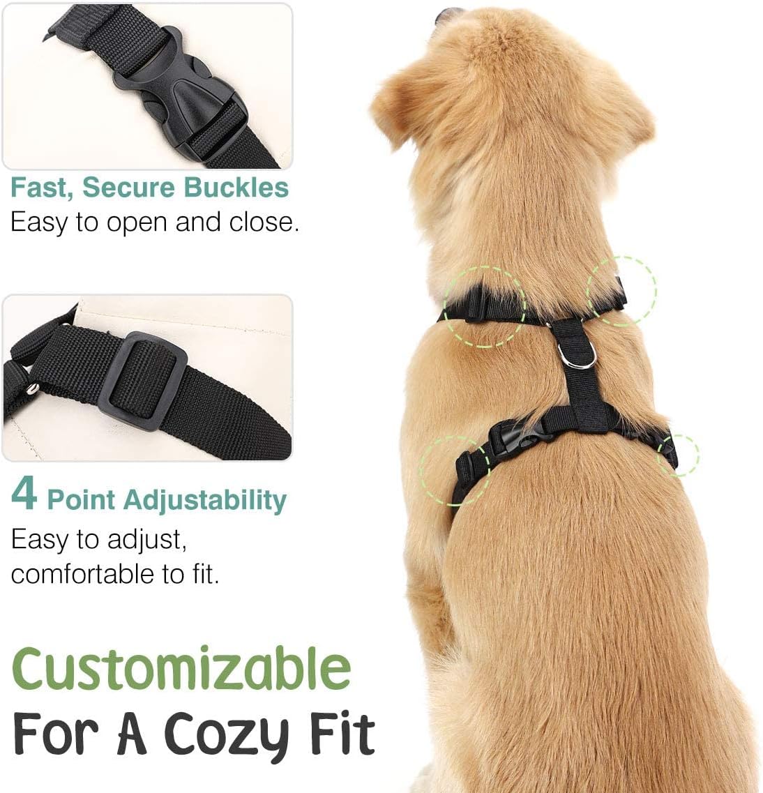 Dog Seat Belt, Safety Vest Dog Car Harness with Adjustable Buckle Dog Seat Belt for Vehicle Nylon Pet Safety Seat Belts Heavy Duty(M, Purple)