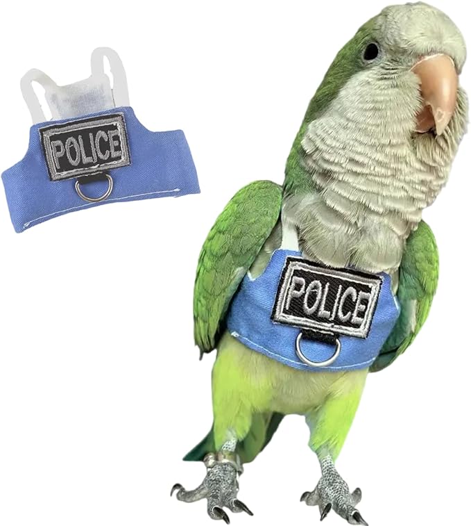Bird Flight Harness Vest, Parrot Flight Suit with Leash, Bird Flying Clothes with Rope and Handle for Outdoor Activities (Without Leash,Blue Quaker)
