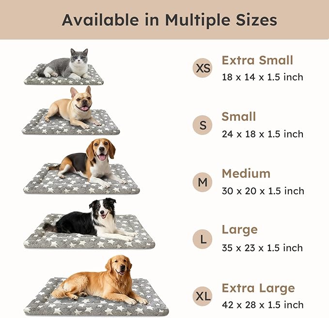 Dog Bed Mat, Dual-Sided Dog Crate Bed Mat - Ultra Soft & Machine Washable Kennel Pad for Medium Dogs, All-Season Comfort Pet Bed for Crates, Travel, and Home, Star Gray, 30 x 18 Inch