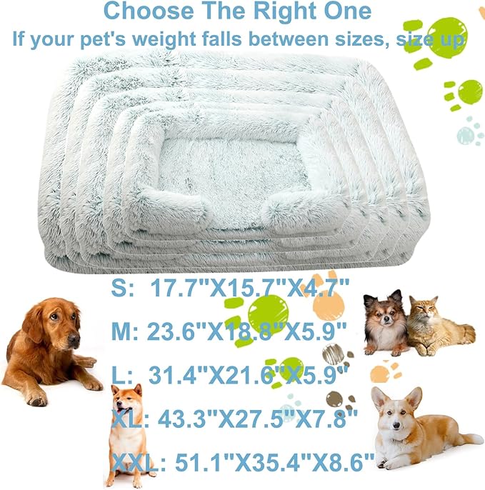 Dog Beds Large Sized dog Orthopedic, Sofa Dog Bed with Waterproof Lining and Nonskid Bottom, Rectangle Washable Dog Bed for Medium Small Dogs and Cats Comfortable ( Color : Green2 , Size : 17 x 15" )