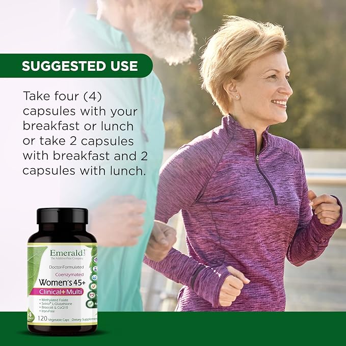Emerald Labs Women's 45+ Clinical Multi - Multivitamin for Comprehensive Support, Bone & Heart Health* - Designed for Women 45+ - Gluten-Free & Vegetarian - 120 Vegetable Capsules (30-Day Supply)