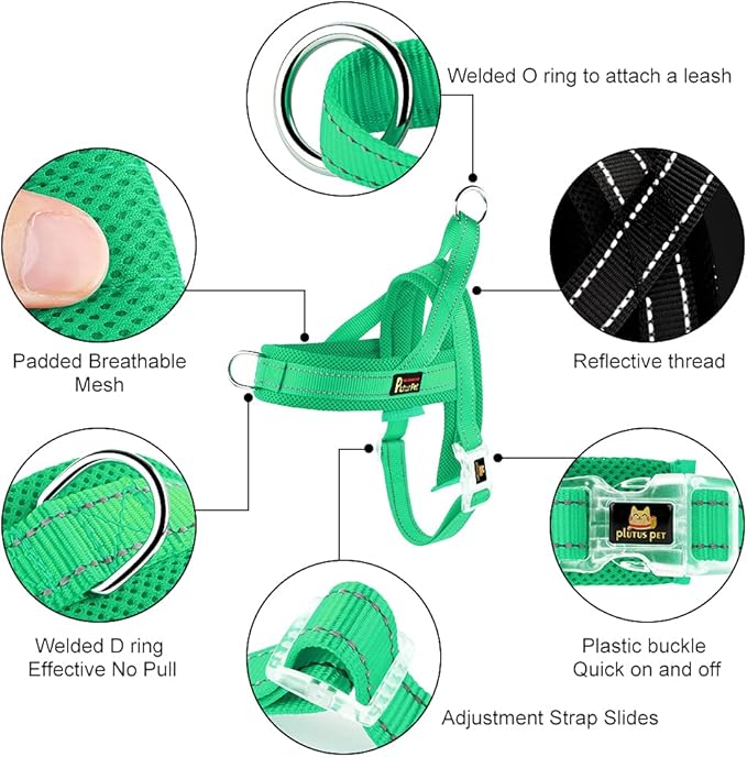 Plutus Pet No Pull Dog Harness with Breathable Mesh Padded, Adjustable Reflective Escape Proof Dog Harness, Quick Fit Dog Vest Harness for Small Medium Large Dogs(M, Green)