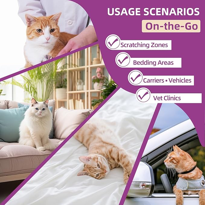 Cat Calming Pheromone Spray Kit Feline Calm Pheromones Vet Recommended Drug-Free Anxiety Relief for Multi-Cat Homes,Stops Scratching & Urine Marking,60-Day Supply | Drug-Free (2 * 60 mL)