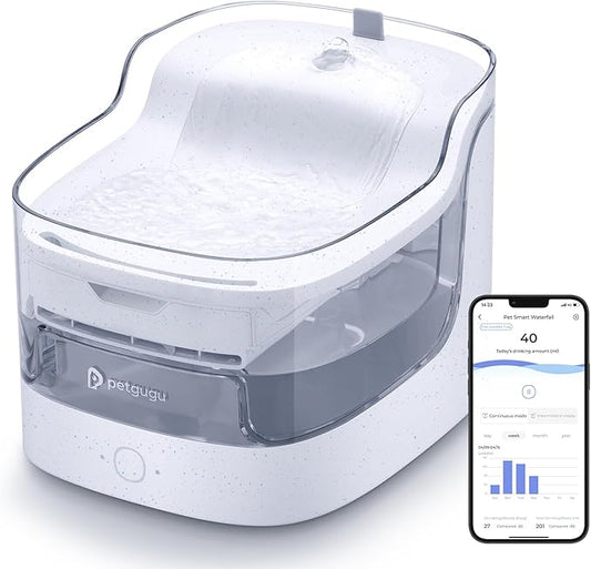 Cat Water Fountain Smart App Control 8 Layers Filtration BPA-Free & Ultra-Quiet Dogs Automatic Water Dispenser Water Fountains for Cats Indoor Wireless Pump Pet Health Manager 2.4G WiFi(PF1)