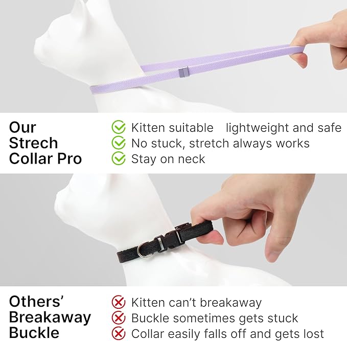 Safety Cat Collar Pro - U.S. IDA Gold Awarding Design, Elastic Quick Release Cat Collar with Buckle Non Breakaway - Lightweight for Kitten All Small Large Cats (Blush Pink, S 5.9-11.8")
