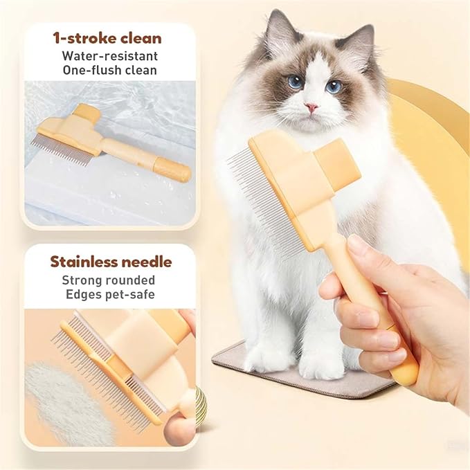 Avatore Zenbrush Cat Comb, 2025 Upgraded Cat Brush with Release Button, Flea Comb for Cats, Click Self Cleaning Pet Hair Removal Combs (Green*2)