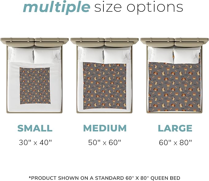 Grey Woof Plush Pet Lightweight Blanket - 50" x 60" - Cute for Dogs - Gifts and Puppy Essentials - Printed in America