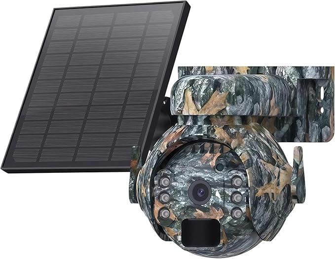 5MP Solar Cameras WiFi Wireless Outdoor 360° View Pet Monitoring Camouflage Color Solar Battery PTZ Camera(Only WiFi Camera)