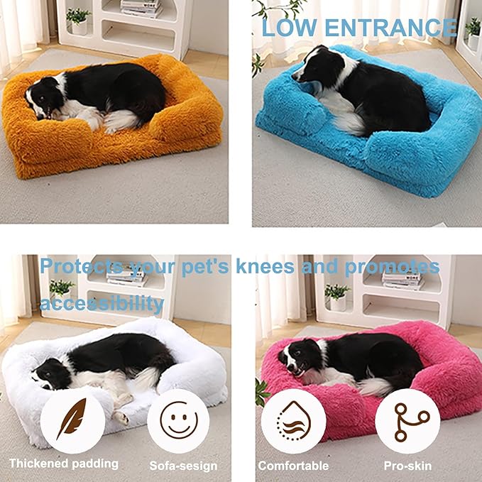 Dog Beds Large Sized dog Orthopedic, Sofa Dog Bed with Waterproof Lining and Nonskid Bottom, Rectangle Washable Dog Bed for Medium Small Dogs and Cats Comfortable ( Color : Blue , Size : 31 x 21" )