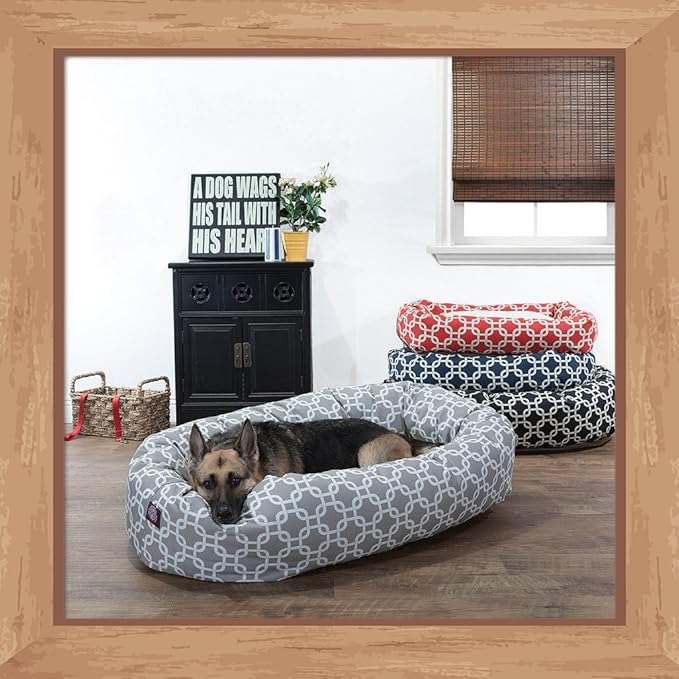 Majestic Pet 24 Inch Links Sherpa Calming Dog Bed Washable – Cozy Soft Round Dog Bed with Spine for Head Support - Fluffy Donut Dog Bed 24x19x7 (inch) – Round Pet Bed Small - BLACK