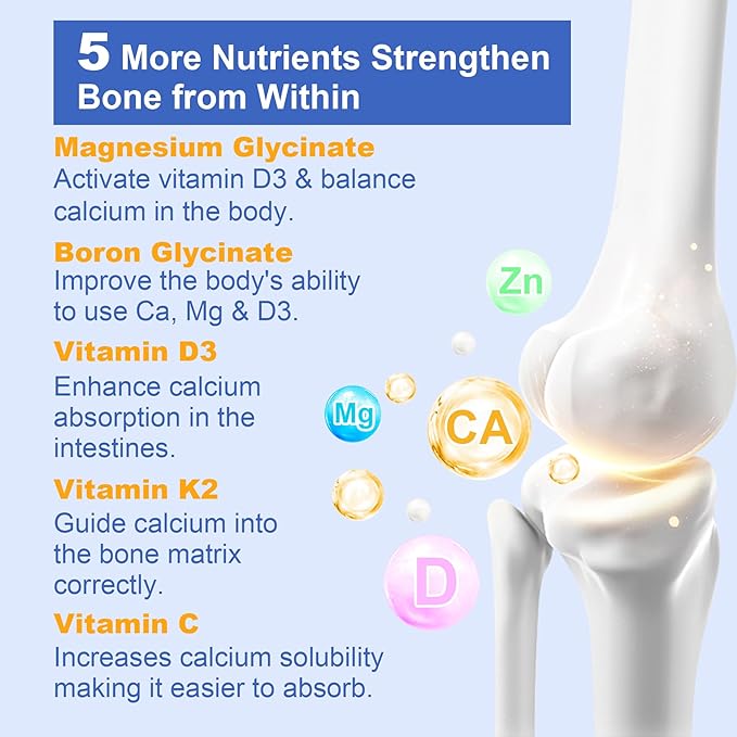 2 Pack Liposomal Calcium AKG Supplement 1500mg with Vitamin D3 & K2 for Women & Men, Calcium Supplement with Magnesium Glycinate, Boron, Probiotics & Vitamin C for Bone Strength & Energy, 240 Softgels
