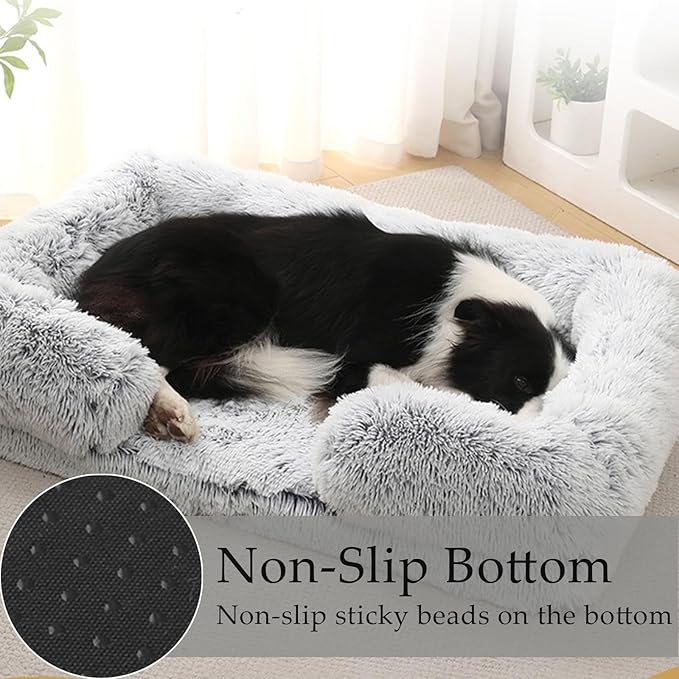 Dog Beds Medium Large Size Dog, Calming Dog Bed with Removable Washable Cover, Waterproof Lining and Nonskid Bottom(Gradient-Green,S)