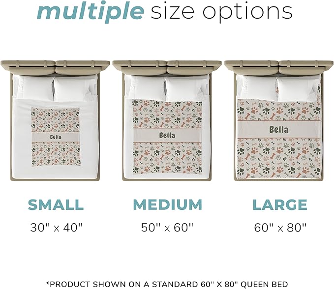 Prints Next Day – Custom 30" x 40" Plush Pet Lightweight Blanket Personalized with Pet Lightweight's Name - Paw Pattern - Gift for Dog Owners - Printed in America