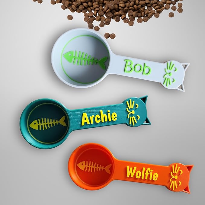 Personalized Cat Food Scoop, Cat Food Measuring Cup with Name, Kibble Scoop (2 oz - 1/4 cup)
