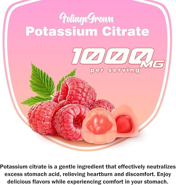 Potassium Supplement Gummies 1000mg - Potassium Supplement for Leg Cramps, Muscle & Heart Health - 1 Month Supplement (60 Count)