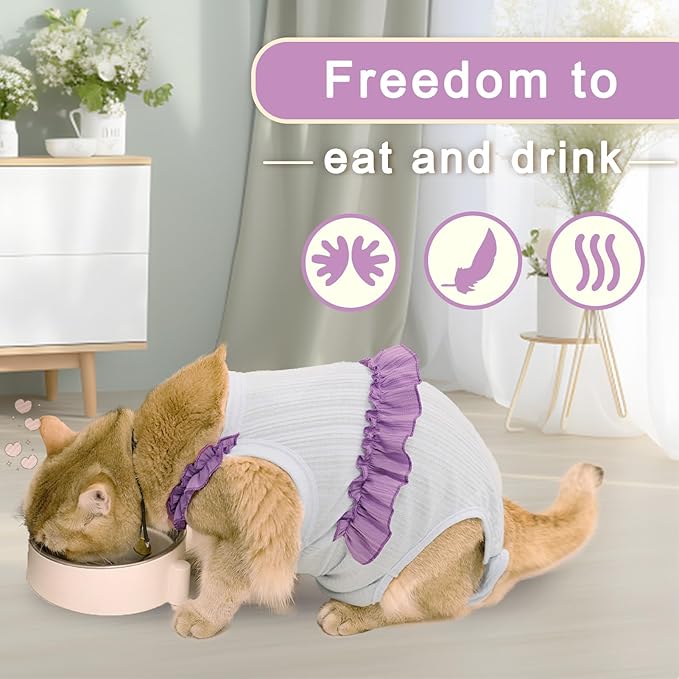 Cat Recovery Suit,Kitten Onesie After Surgery,E-Collar Alternative for Abdominal Wound and Skin Diseases,Soft Breathable Bodysuit After Spay（Orange-s）