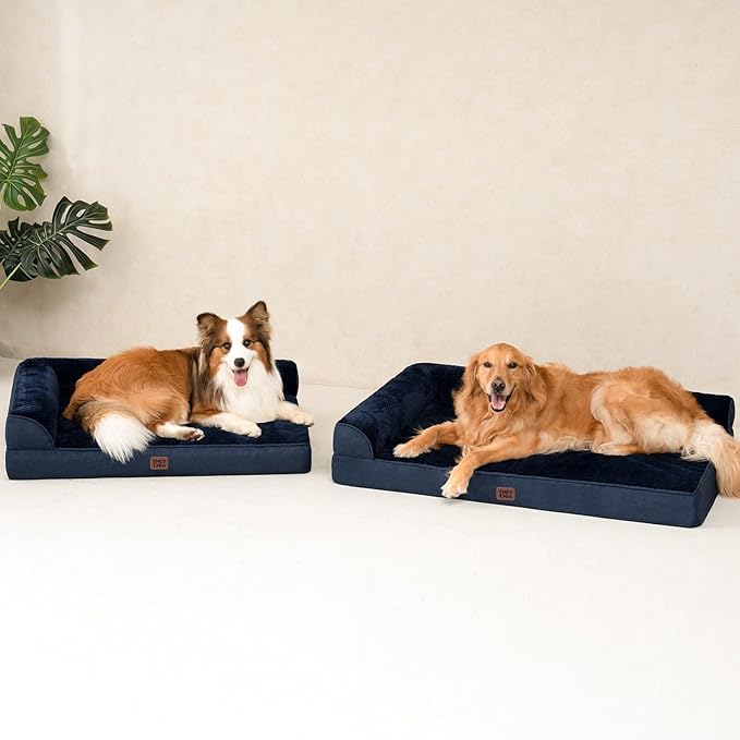 EHEYCIGA Orthopedic Dog Bed Medium Size Dogs, Memory Foam Dog Bed with Washable Removable Cover, Waterproof Pet Sofa Couch for Crate with Nonskid Bottom, 30x20x6, Navy Blue