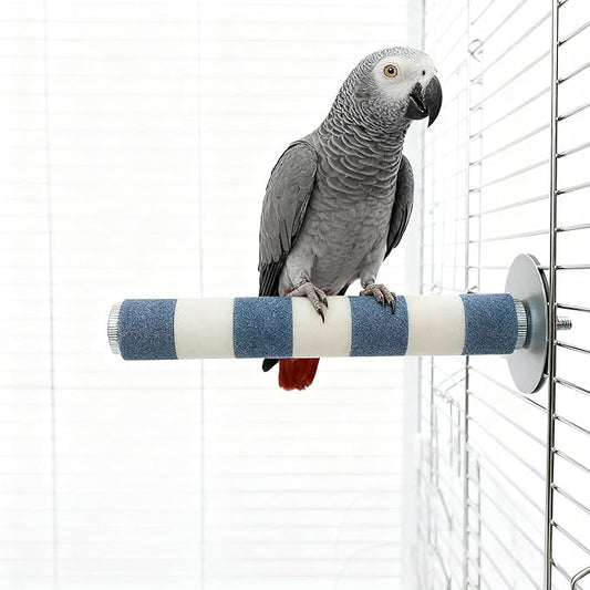 AOTU Bird Perch Rough-surfaced Parrot Perch Bird Stand for Cage– Durable Beak & Claw Trimming Grinding Stone for Conure, 7.9” x 1” – Safe Non-Toxic Long-Lasting Cockatiel Cage Accessory