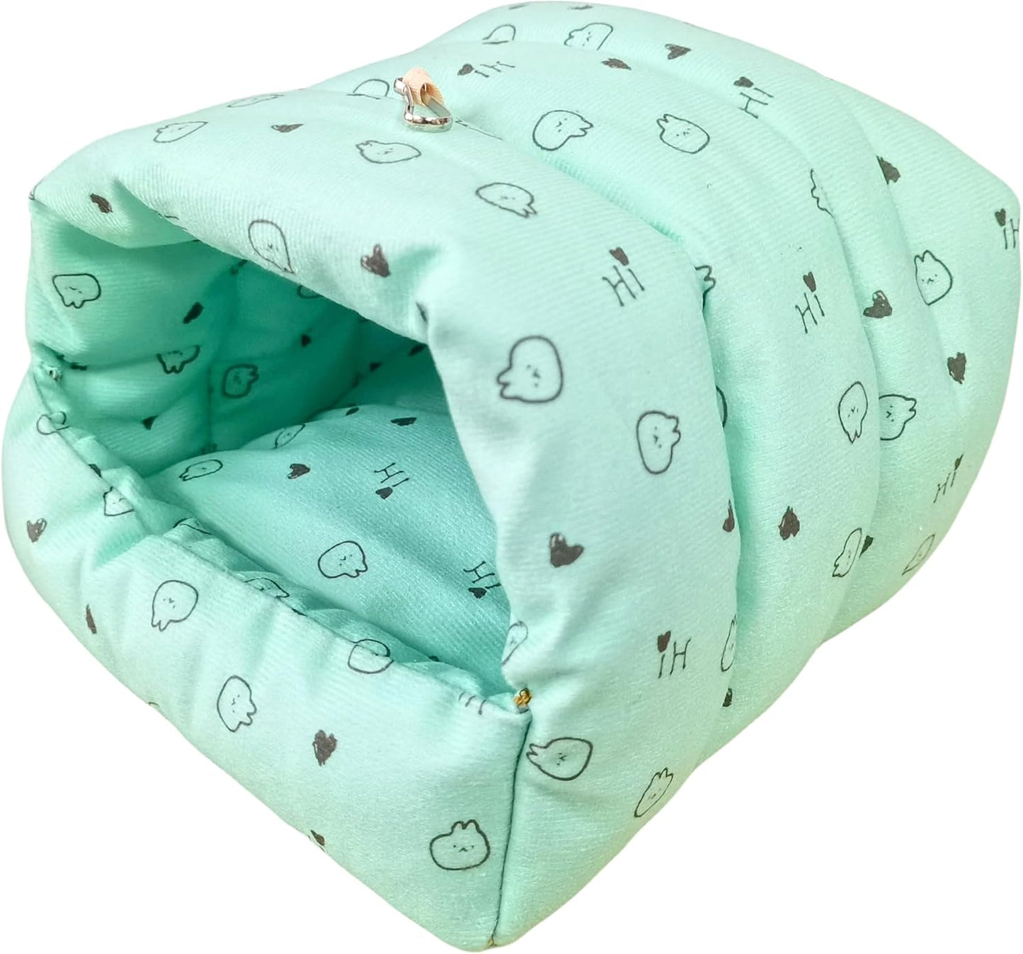 WOWOWMEOW Guinea Pigs Bed,Hamster Bed,Soft Sleep Mat Pad and Warm Cave for Rats,Rabbit,Chinchillas,Hedgehog,Squirrel and Other Small Animals (M, Heart-Green)