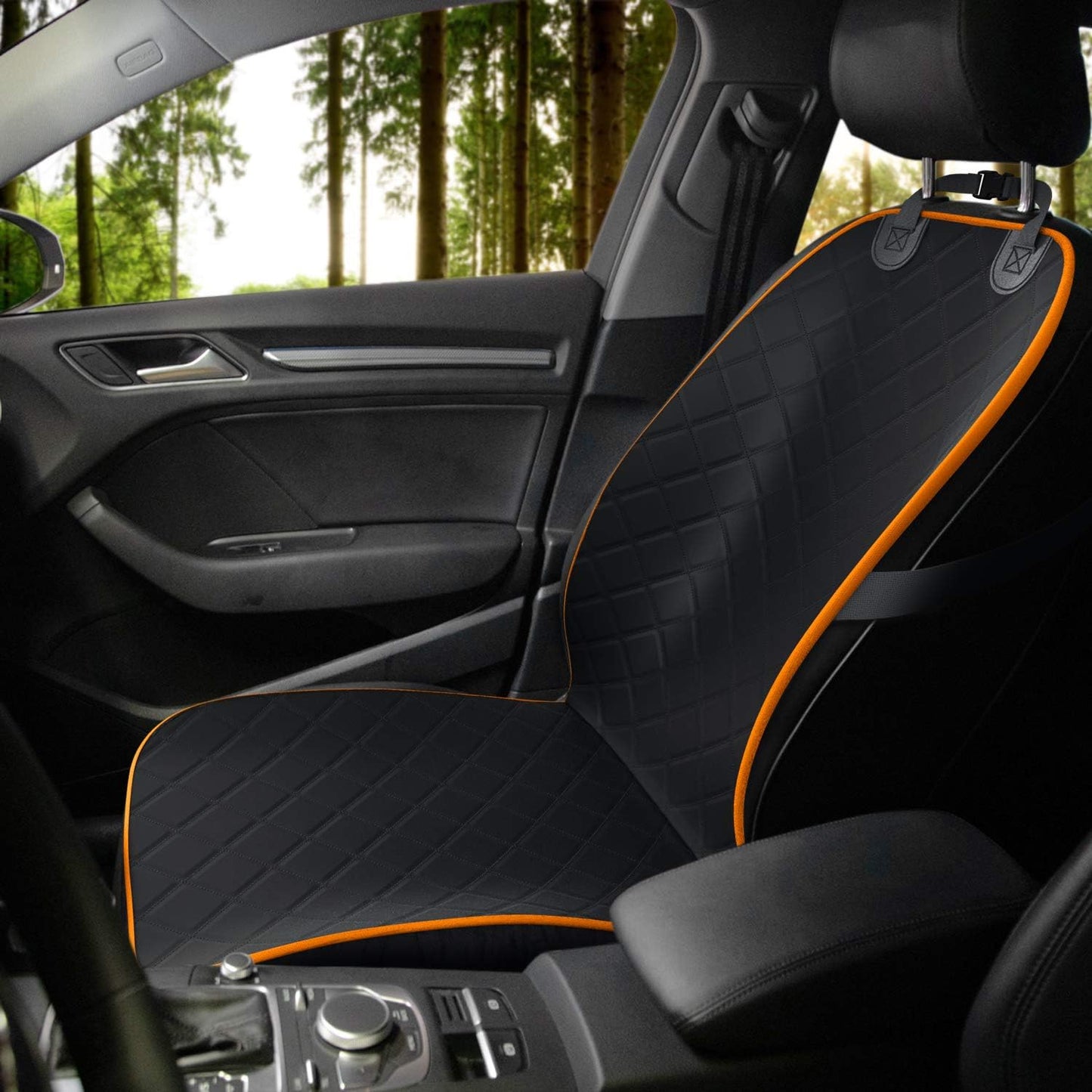 Active Pets Dog Car Seat Cover, Waterproof Front Seat Protector for SUV Truck Sedan, Pet Safety Travel Comfort System with Universal Fit, Orange